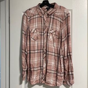 Torrid pink plaid button up long sleeve